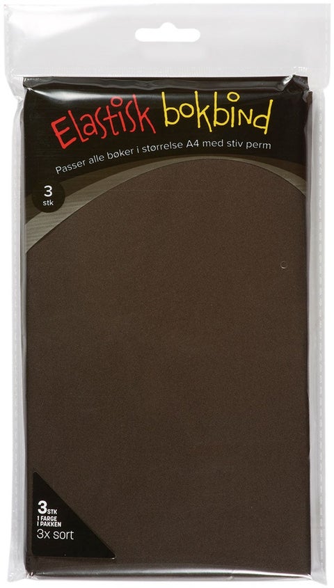 Bokbind Elastisk 3pk Ensfarget Sort