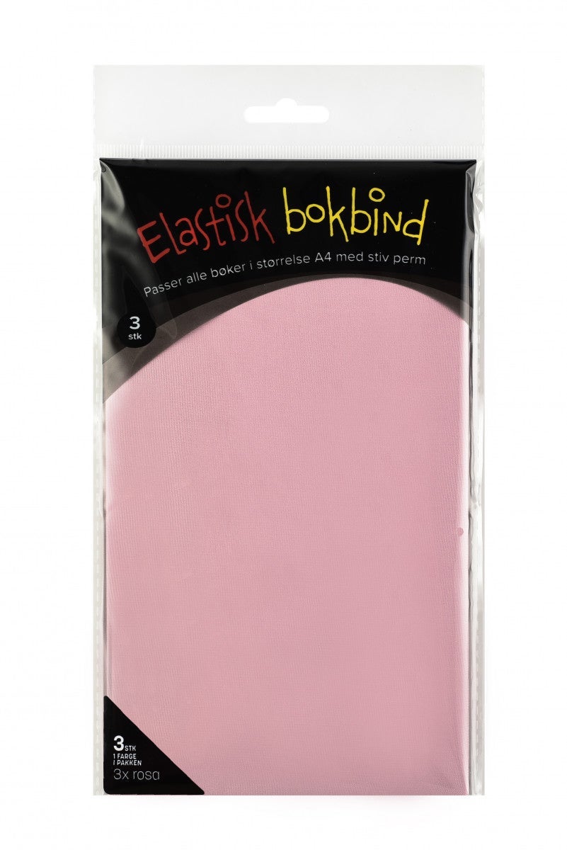 Bokbind Elastisk A4 3pk Ensfarget Rosa