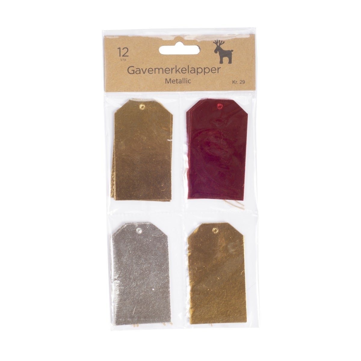 Merkelapper Metallic 12 Stk I Pose - Sølv, Gull, Rød