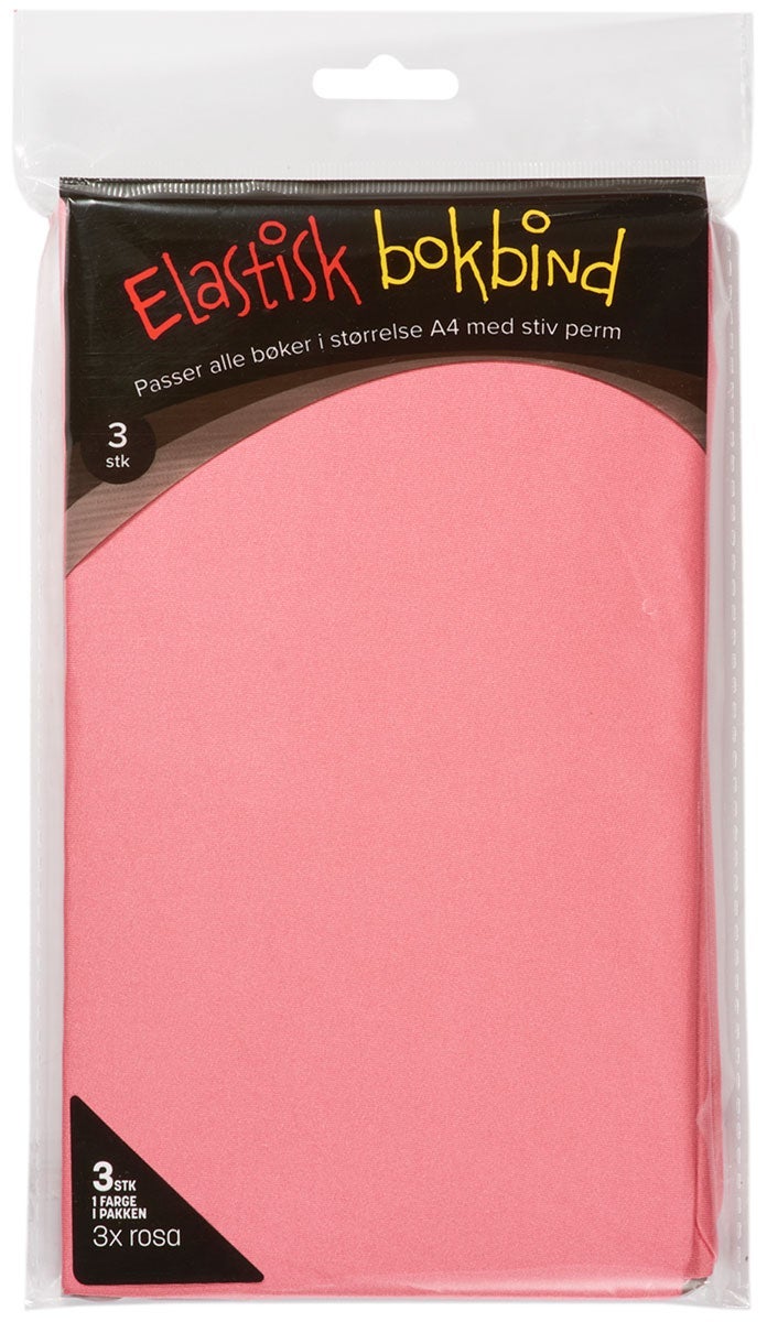 Bokbind Elastisk 3pk Ensfarget Rosa