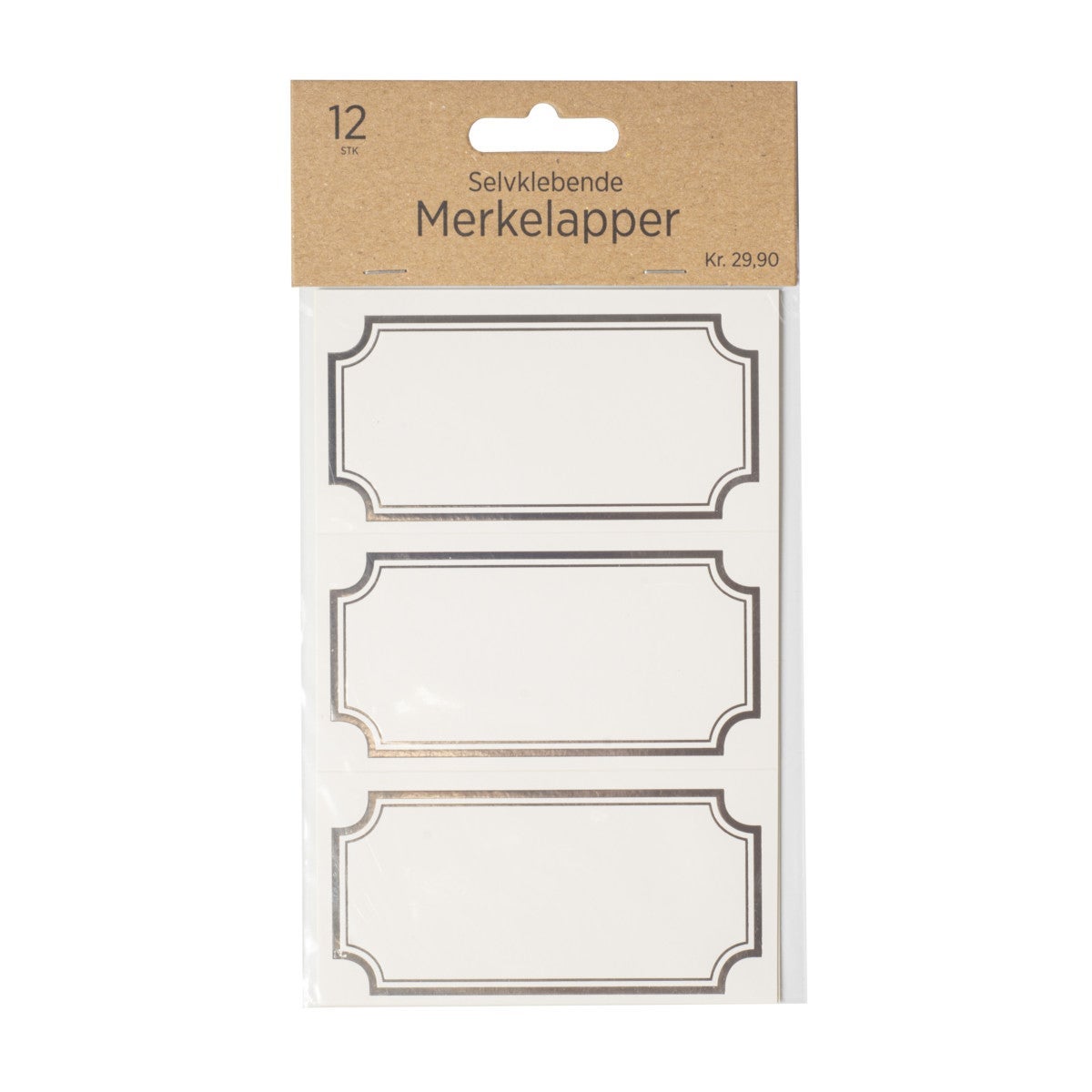 Merkelapper selvklebende 12 stk sølv