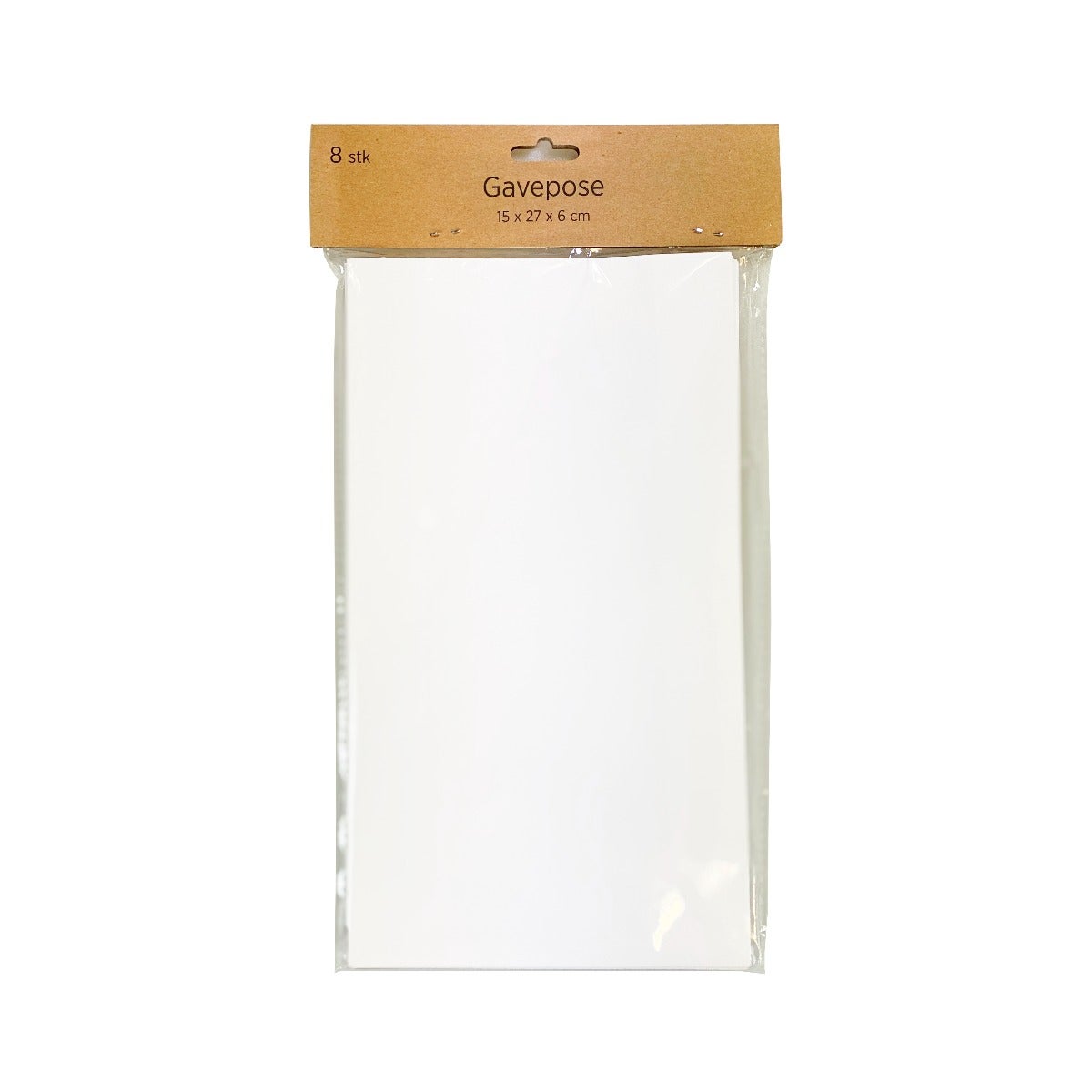 Gavepose hvit kraft 8stk 15x27cm
