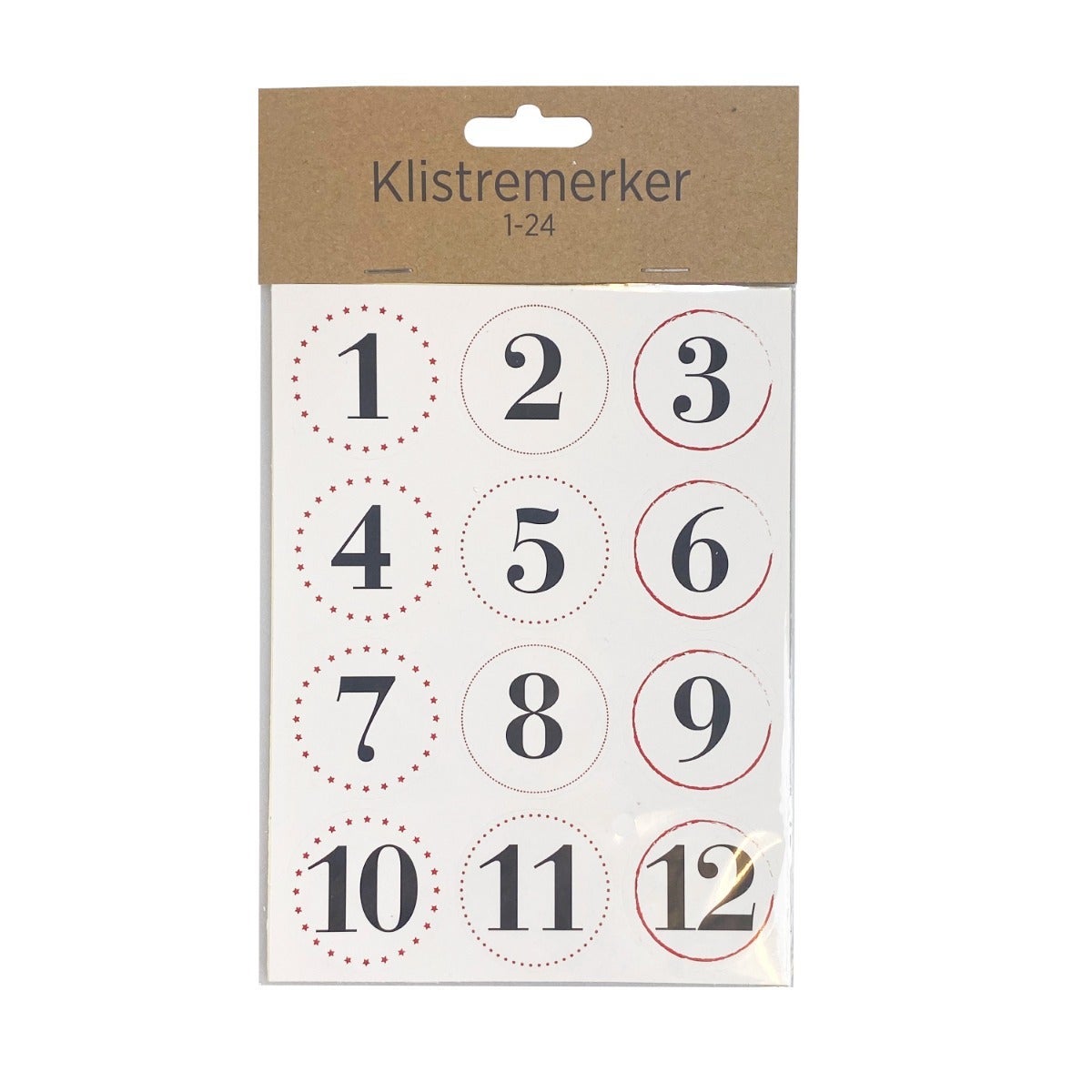Klistremerker 1-24 Hvit