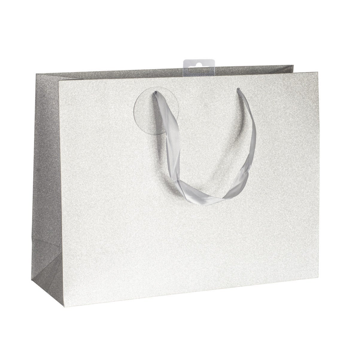Gavepose Shopper glitter sølv