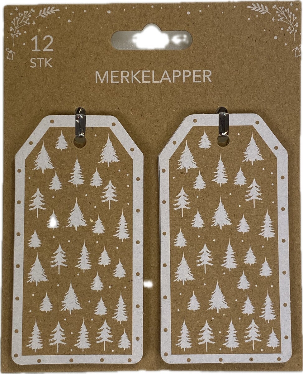 Merkelapper 12 Stk Hvite Trær