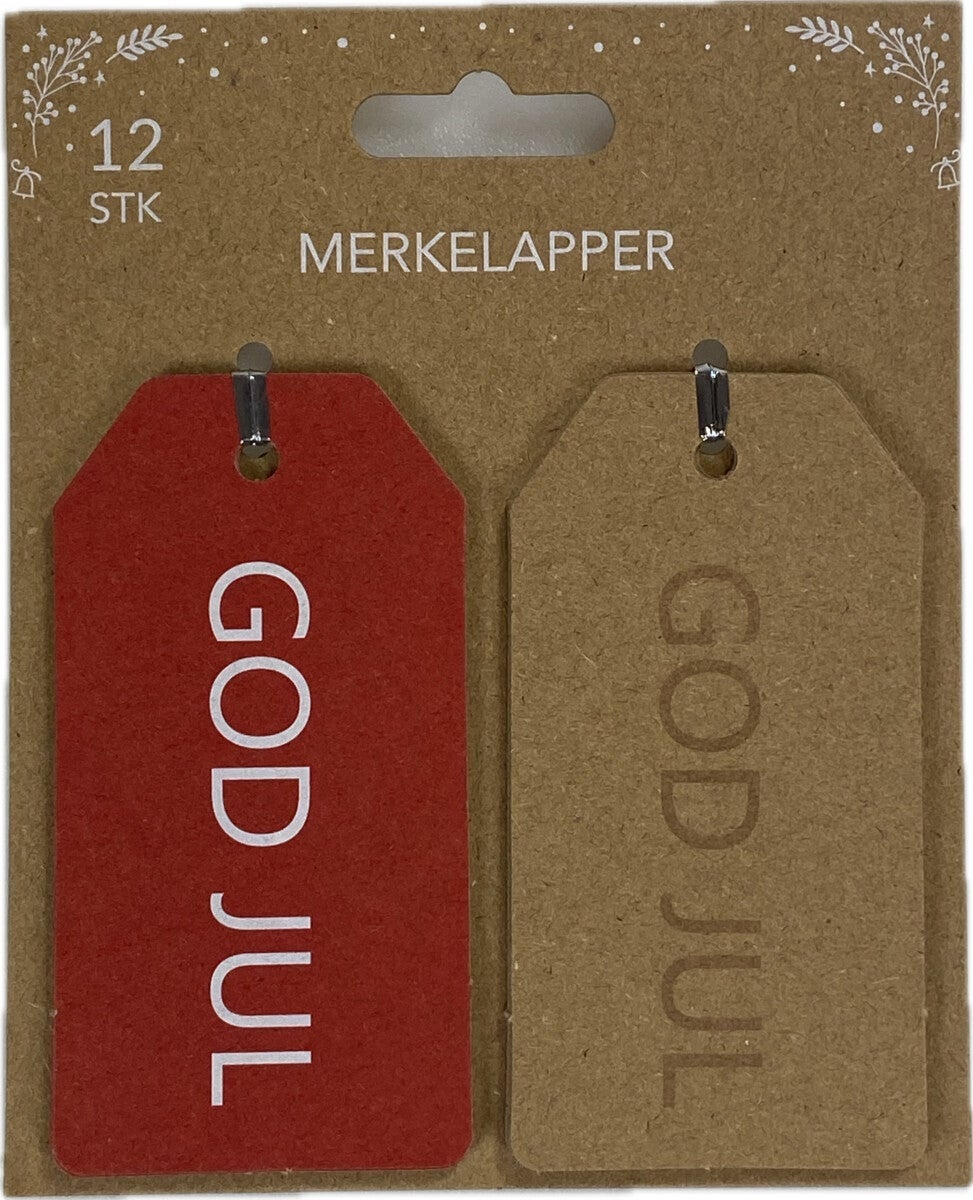 Merkelapper 12 stk God jul