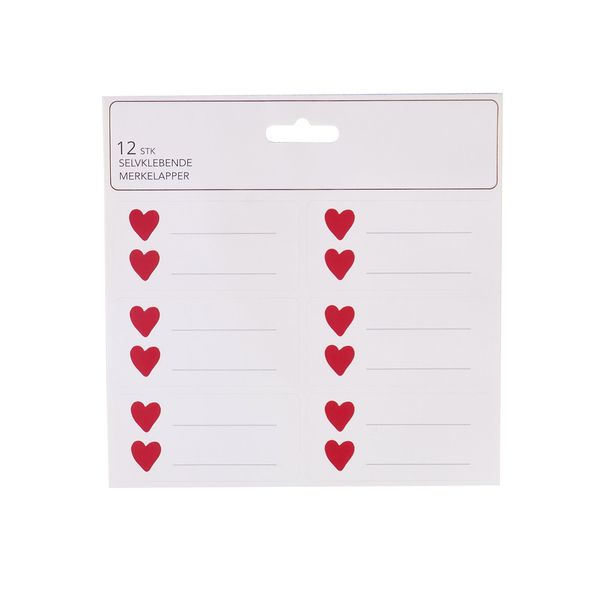 Merkelapper Selvklebende 12 Stk Hjerter