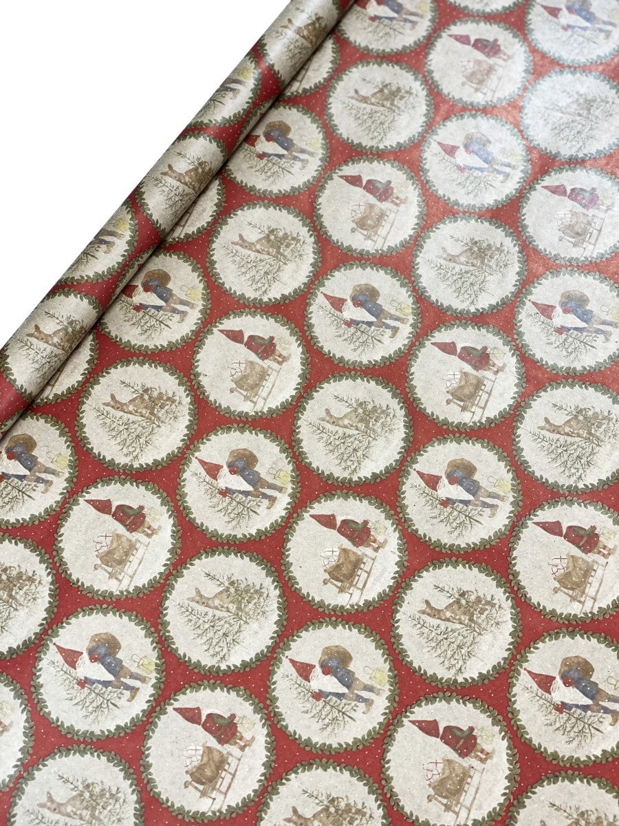 Gavepapir 5m Tomte og rådjuret kvist