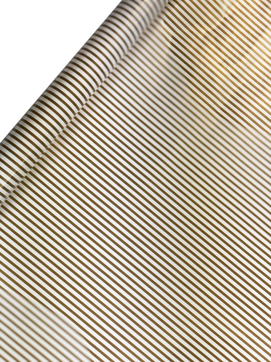 Gavepapir 10m gull og hvite striper