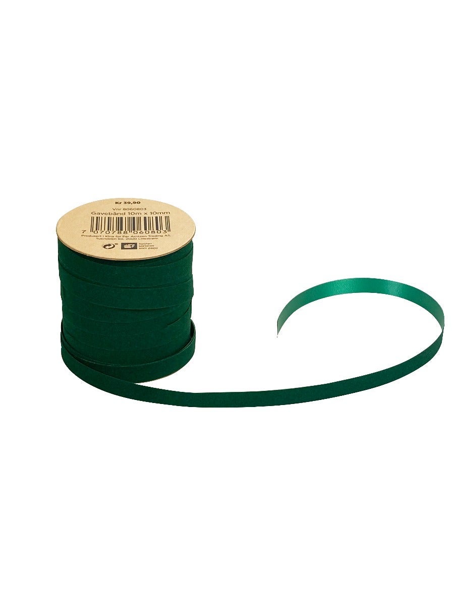Gavebånd 10m x 10mm fløyel grønn