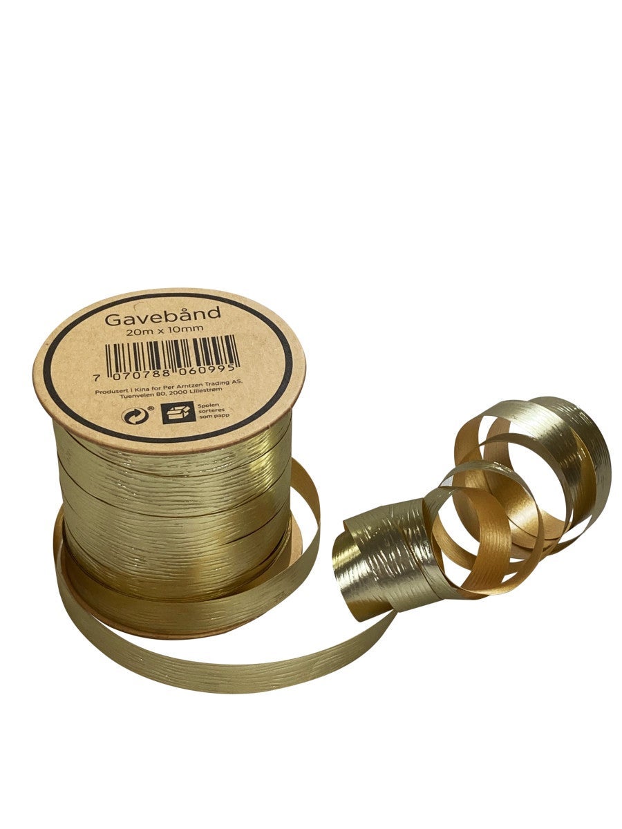 Gavebånd 20m x 10mm gull