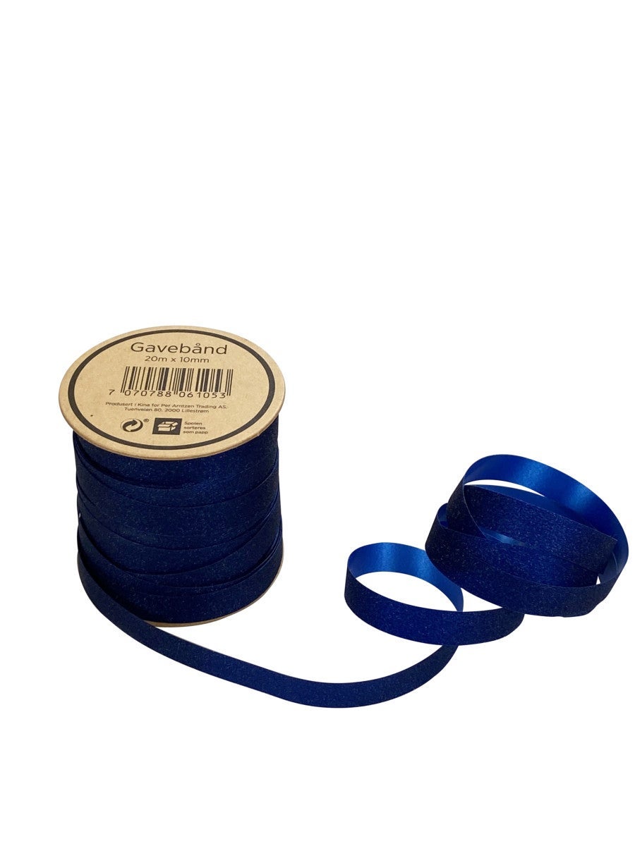 Gavebånd 20m x 10mm mørkeblå glitter