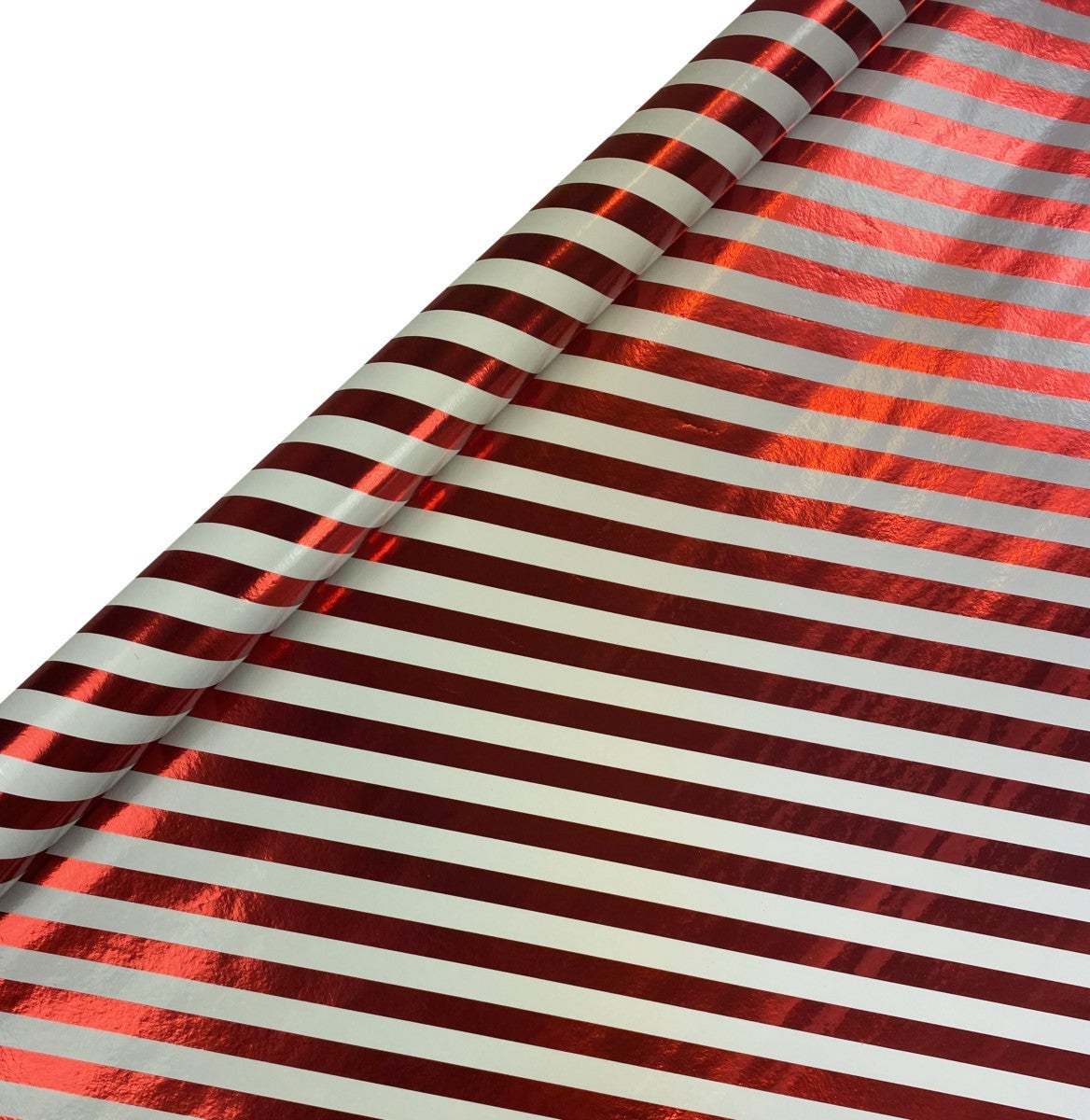 Gavepapir 2m Metallic Rød Hvit Striper