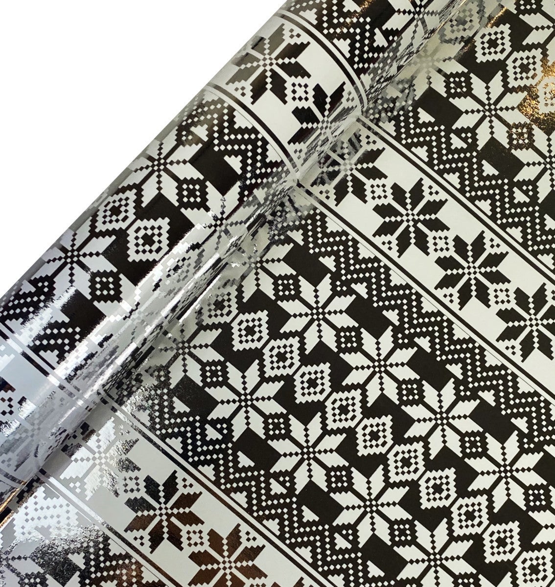 Gavepapir 2m Metallic Snøkrystall Sølv