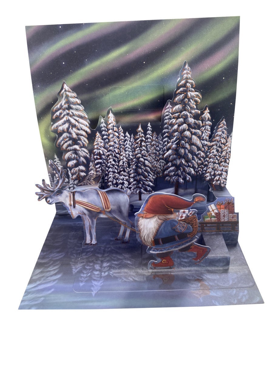 Julekort 3D pop up Nordlys