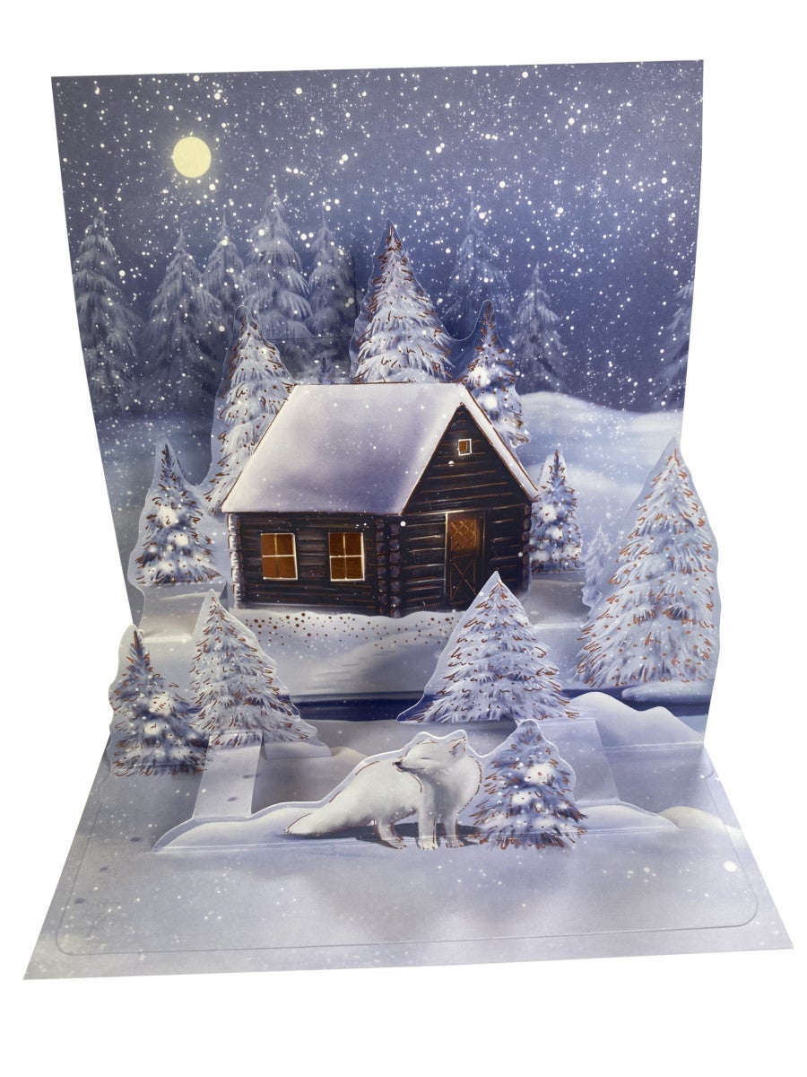 Julekort 3D pop up Hvit rev