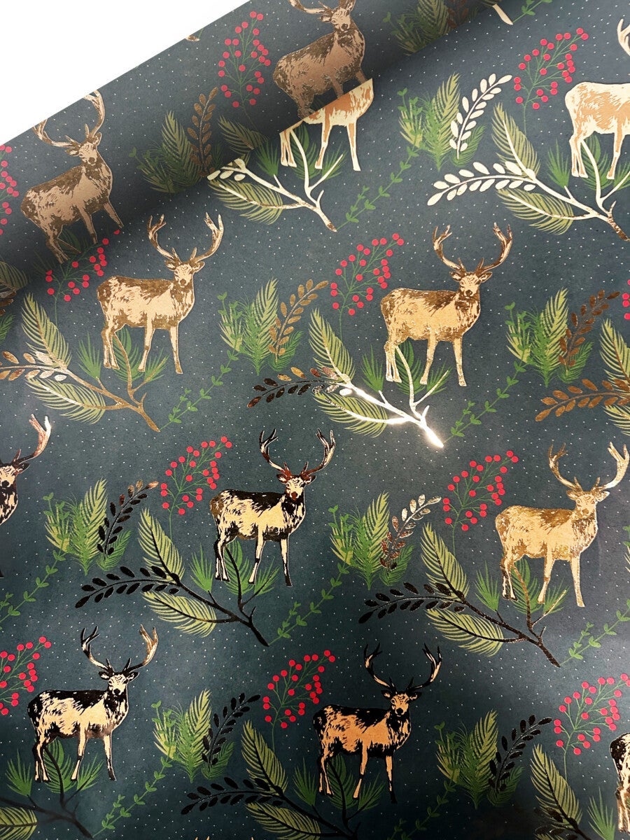 Gavepapir 2m Hjort grønn