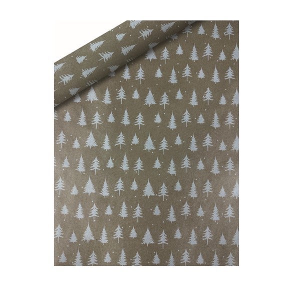 Gavepapir 10m x 70cm hvite trær kvist