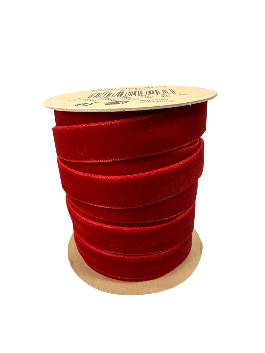 Fløyelsbånd Julerød 3m