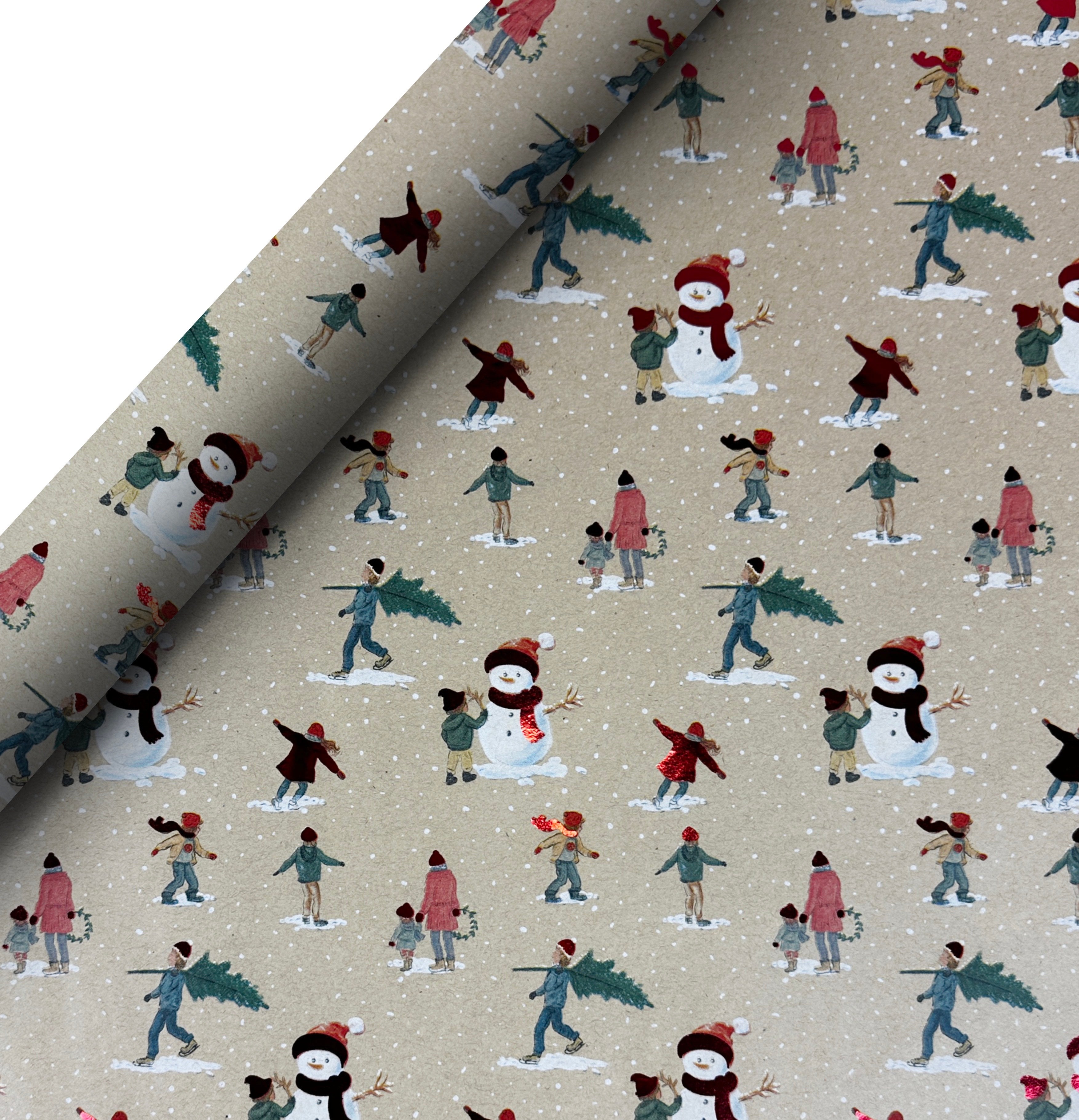 Gavepapir 2m x 70cm Snømann og Barn