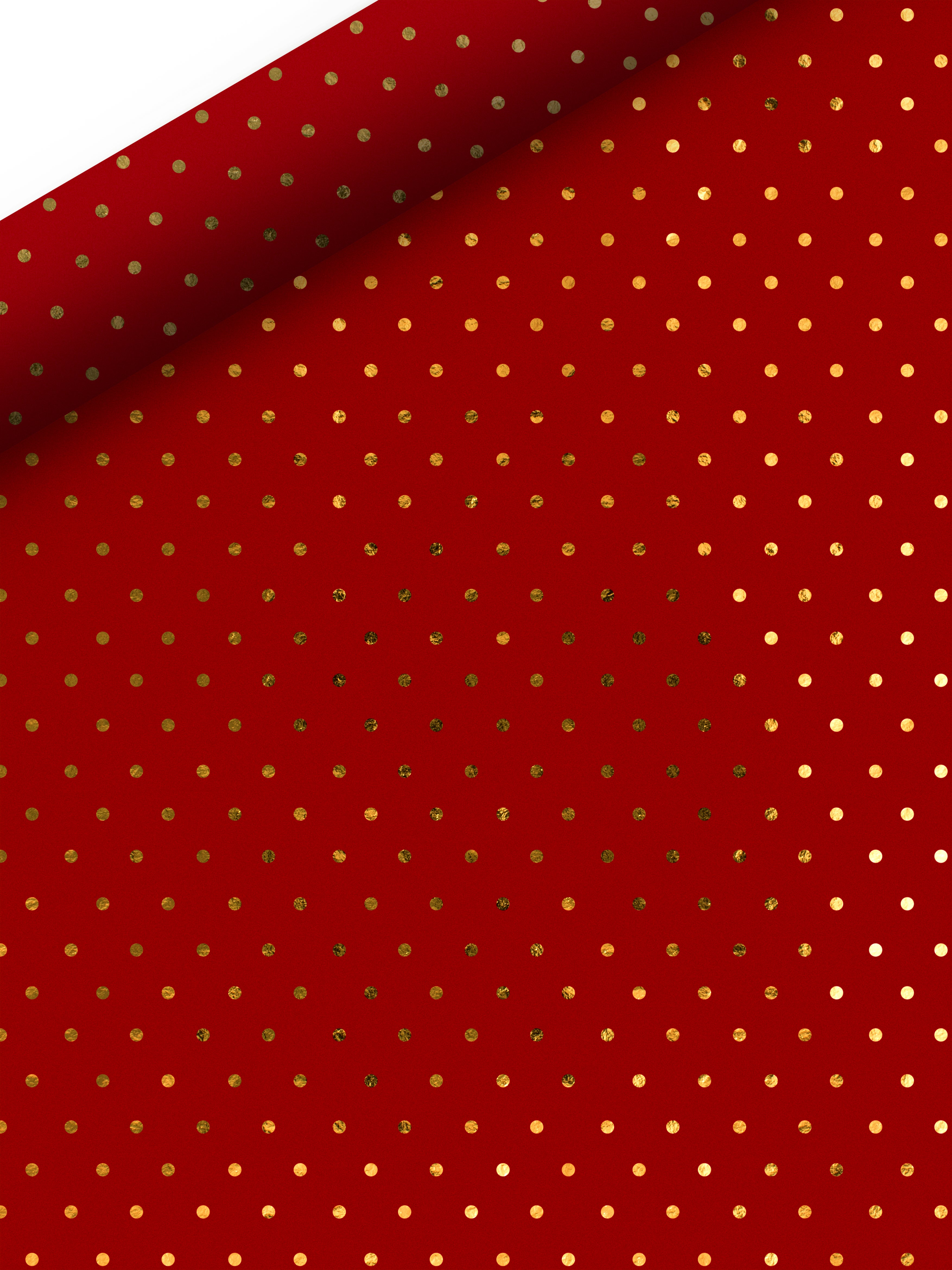 Gavepapir 2m x 70cm Rød m/gullprikker