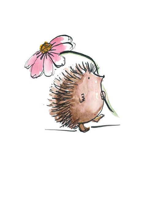 Kort Playing In The Pud Hedgehog Flower