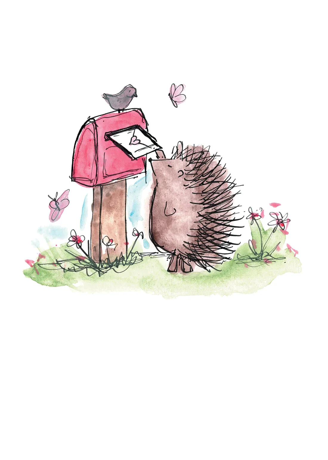 Kort Playing In The Puddle Hedgehog Letter