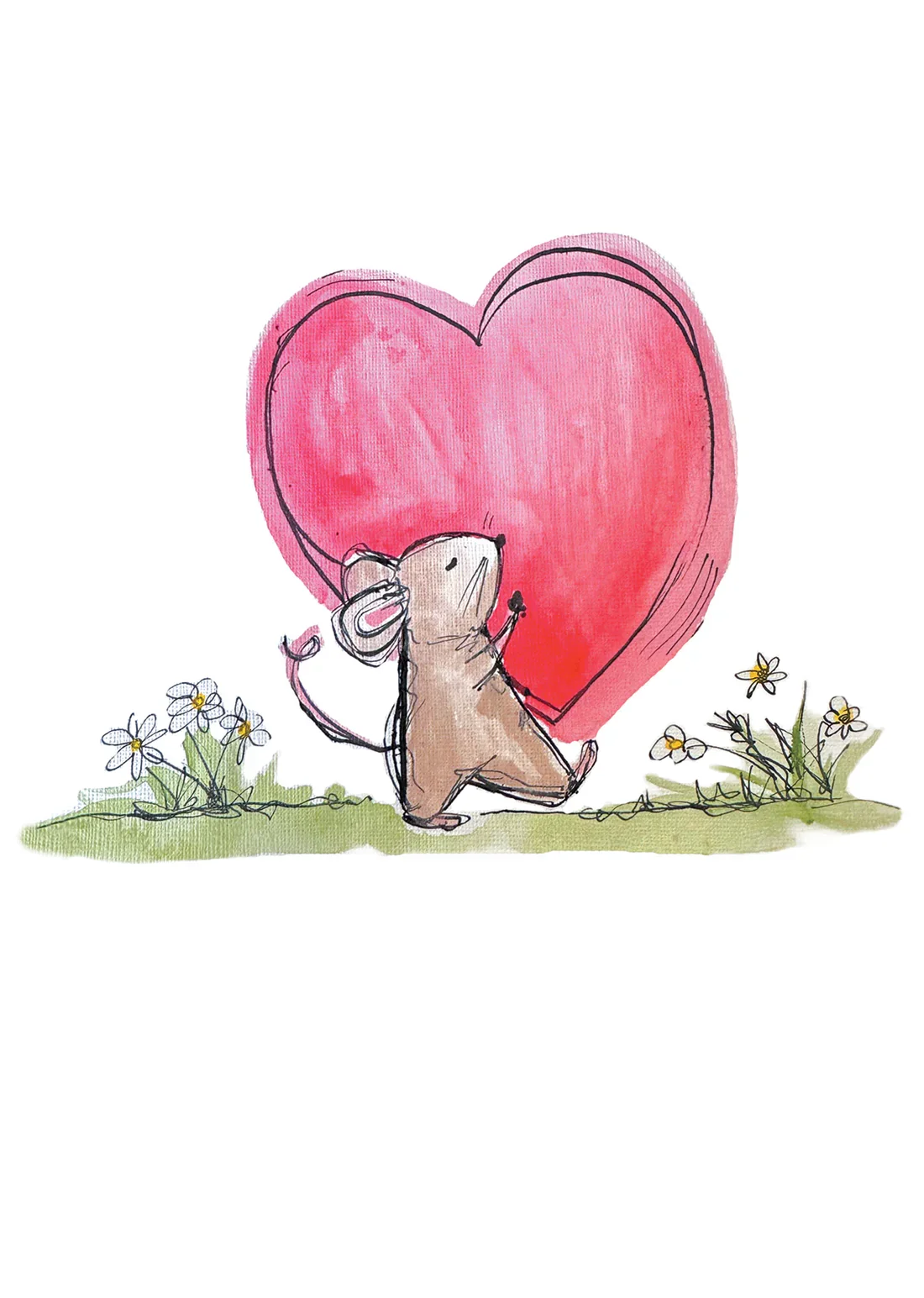 Kort Playing In The Puddle Heart Mouse