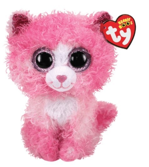 Bamse Ty Reagan Cat Pink Curly Hair Med