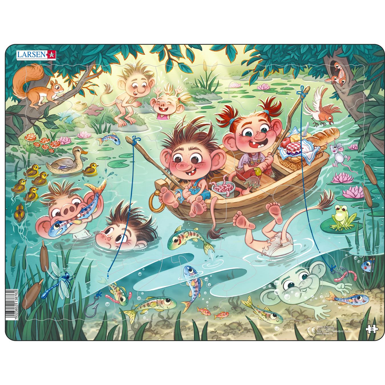 Platepusle Maxi Småtroll Som Bader og Fisker 25 Biter