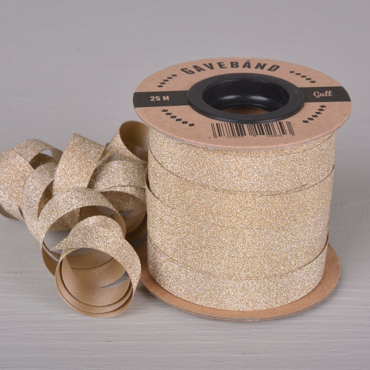 Gavebånd Gull/Glitter 10mm X 25m