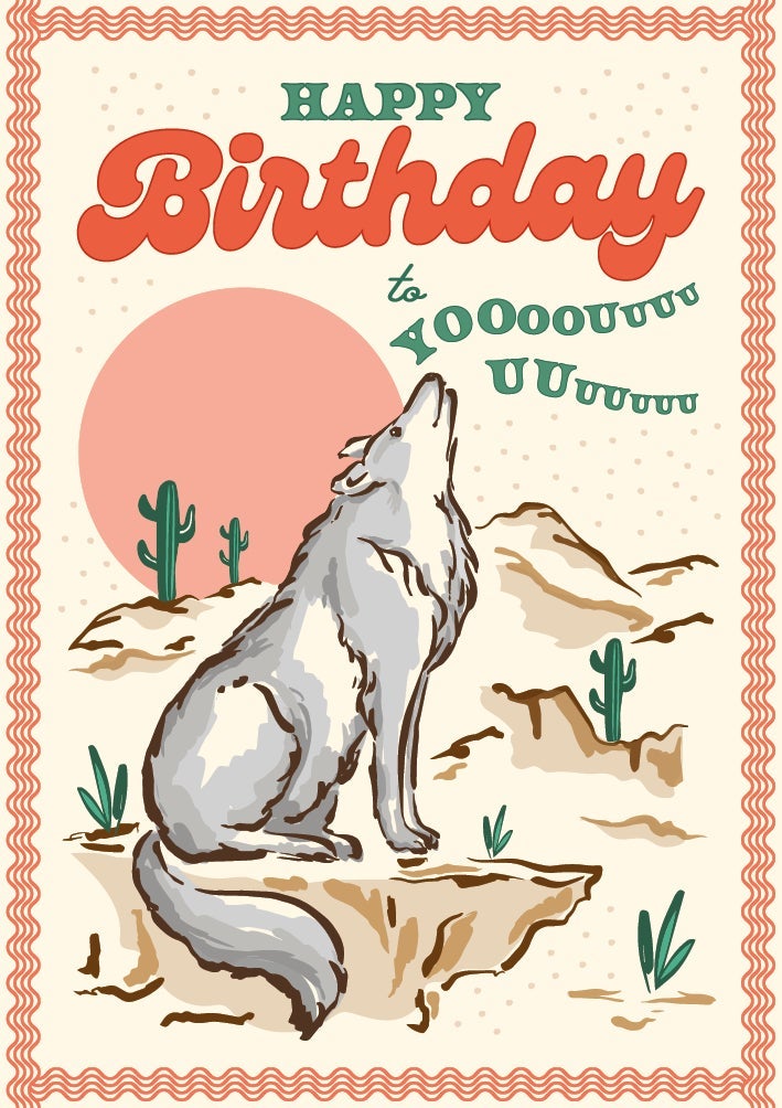 Kort Howdy Birthday Wolf