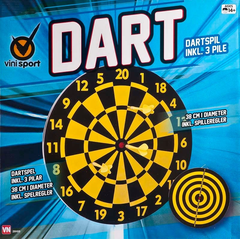 Dartspill med 3 piler 38cm