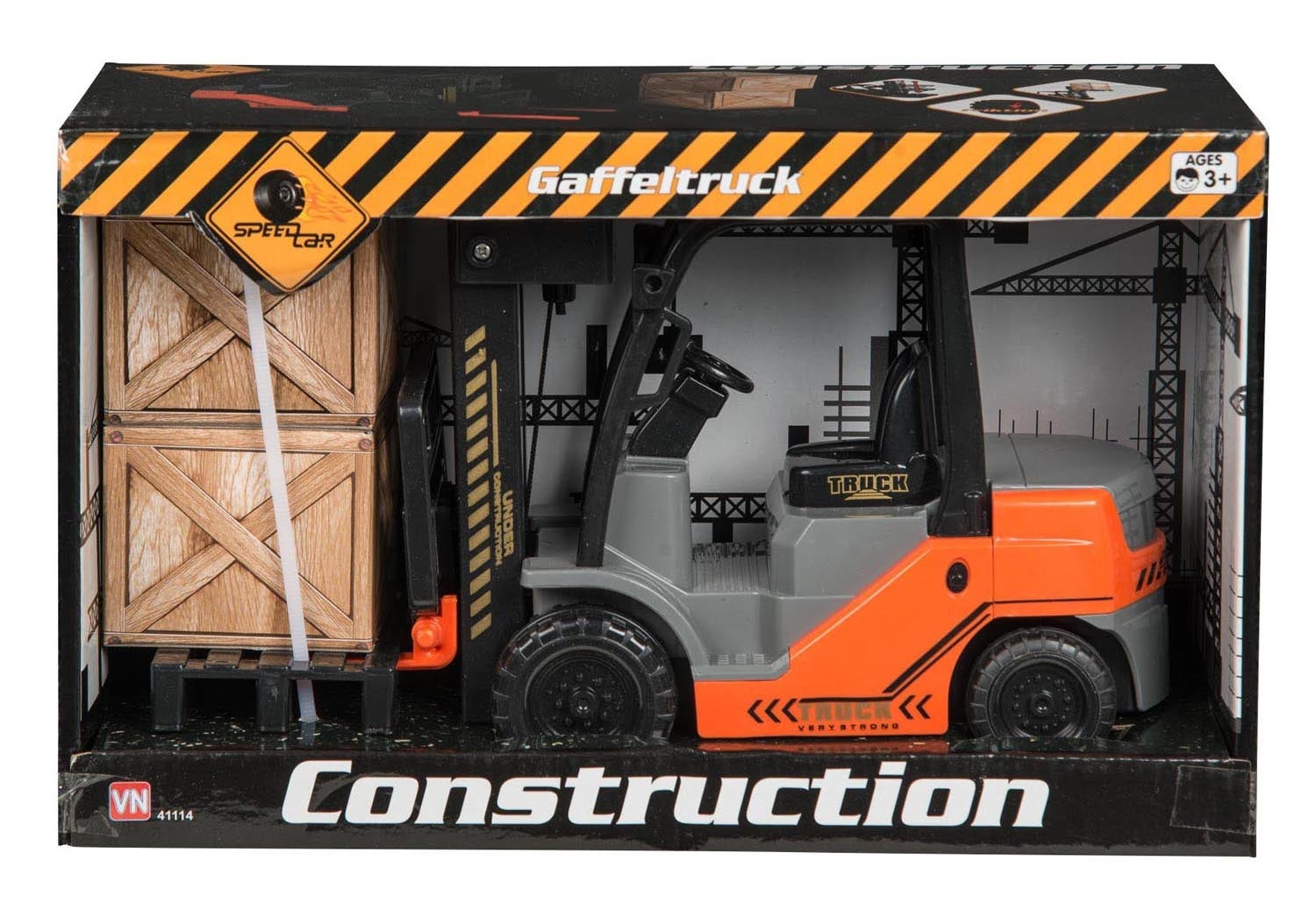 Gaffeltruck med palle og pakker