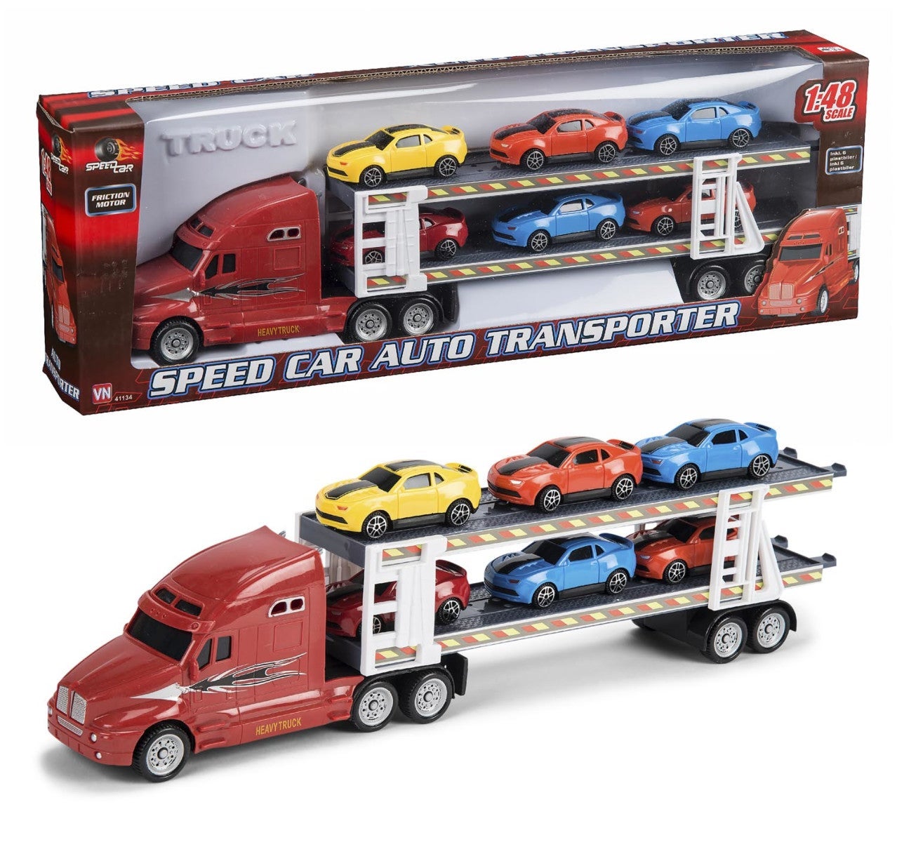 Speedcar Biltransporter 1:48 Med 6 Biler