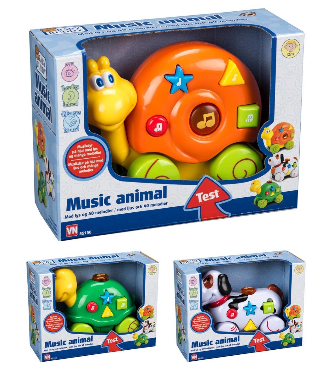 Buddy musikk dyr med hjul 3ass