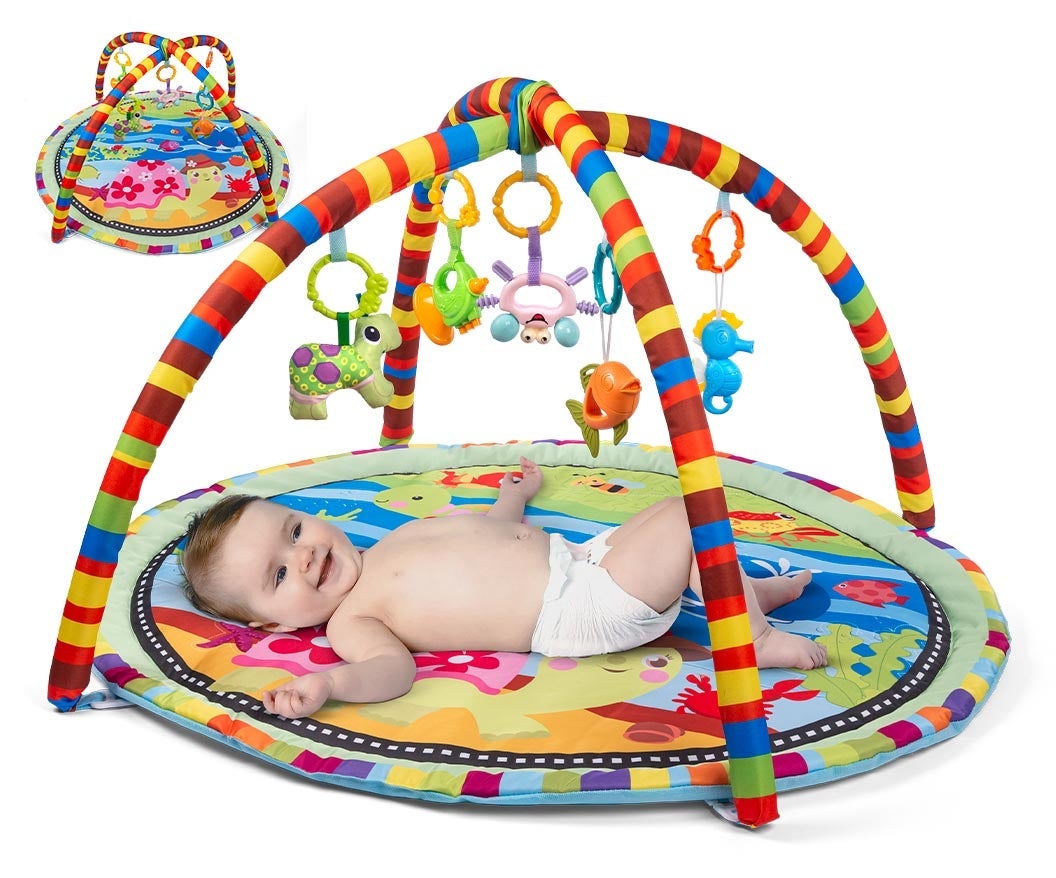 Babygym m/stofftrapes og 5 Rangler