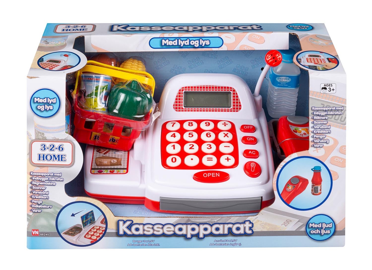 Kasseapparat med lys og lyd