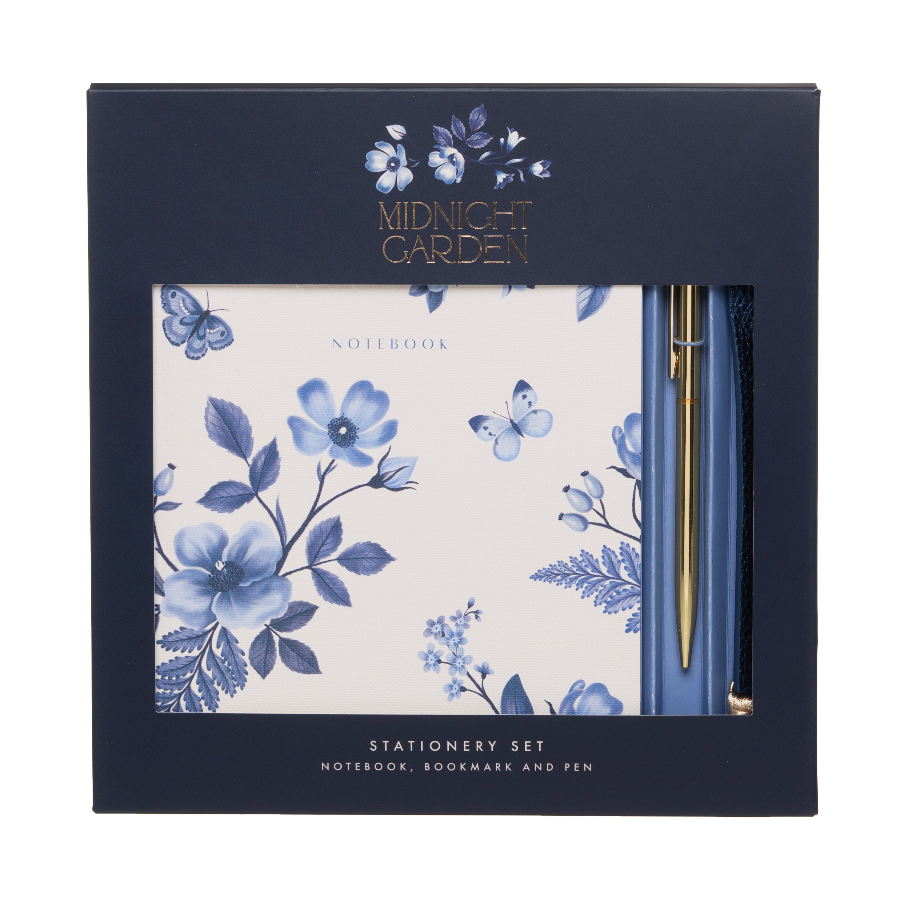 Notatbok A6 m/gullpenn og Bokmerke Midnight Garden