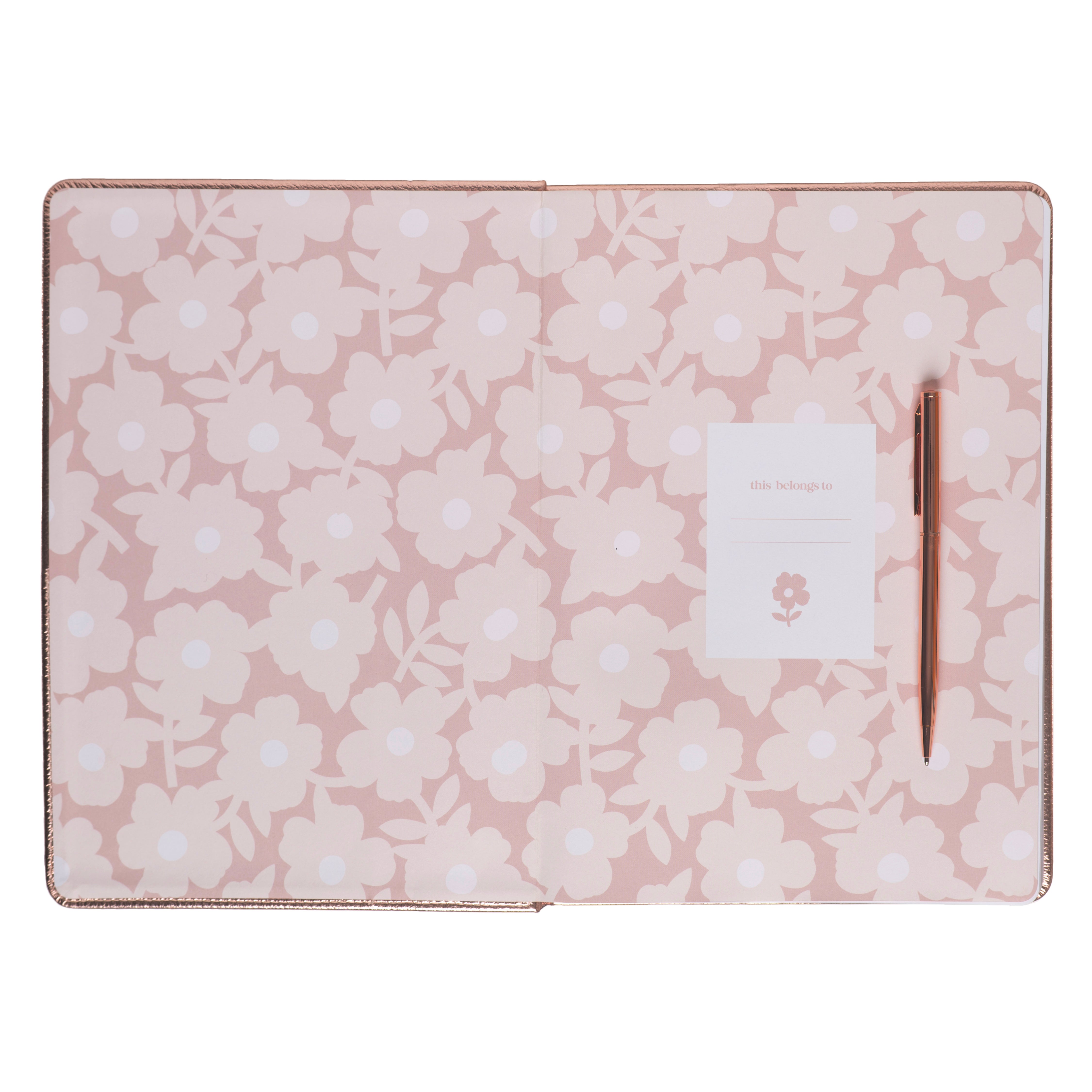 Notatbok A5 i Skinn m/penn Emerald Blush