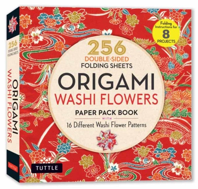 Origami Washi Flowers Paper Pack Book - 256 Double-Sided Folding Sheets (Includes Instructions for 8 Models)