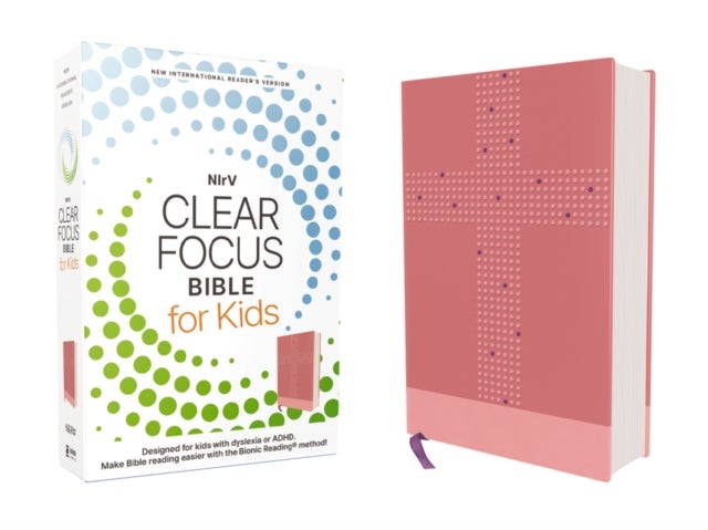 NIrV, Clear Focus Bible for Kids (Help Kids with ADHD or Dyslexia Read with Confidence), Leathersoft, Pink - Read more of the Bible with better focus using the Bionic Reading Method
