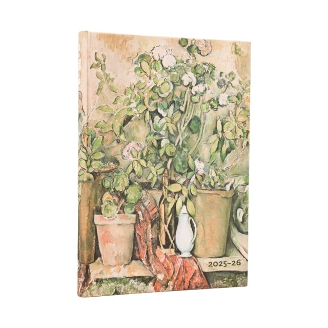 2026 Cezanne's Terracotta Pots and Flowers Midi 18-month Horizontal Hardcover Flexi Dayplanner 2025-2026 (Elastic Band Closure)