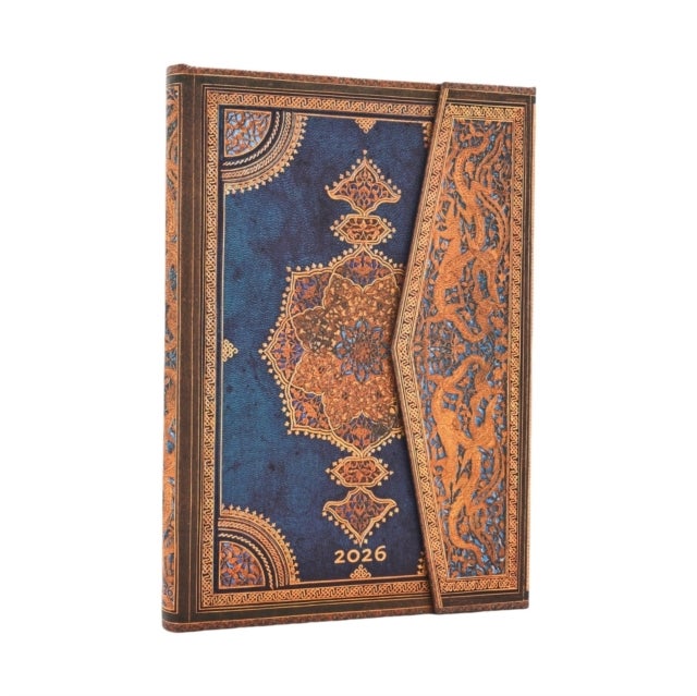 2026 Safavid Indigo (Safavid Binding Art) Midi 12-month Verso Hardcover Flexi Dayplanner 2026 (Wrap Closure)
