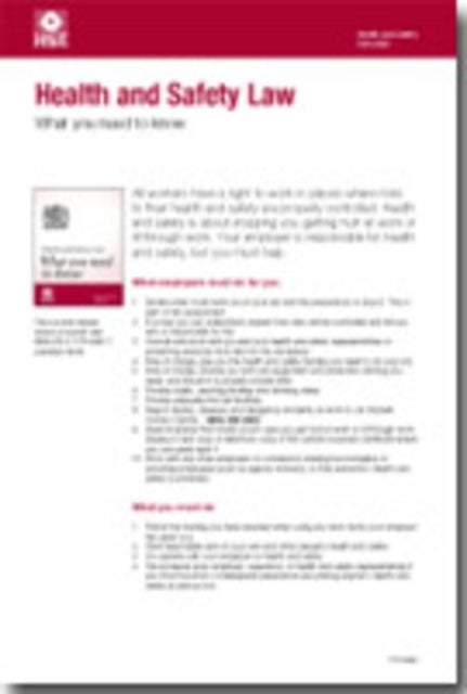 Health and safety law: what you should know foldable pocket cards (pack of 25) - what you should know foldable pocket cards (pack of 25)