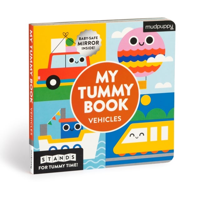 My Tummy Book Vehicles - High-Contrast Fold-Out Book That Stands for Tummy Time, Baby-Safe Mirror Inside!