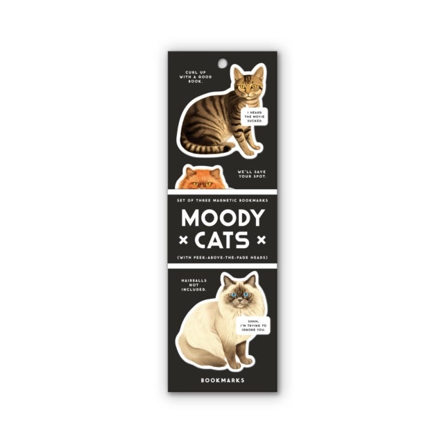 Moody Cats Magnetic Bookmark Set