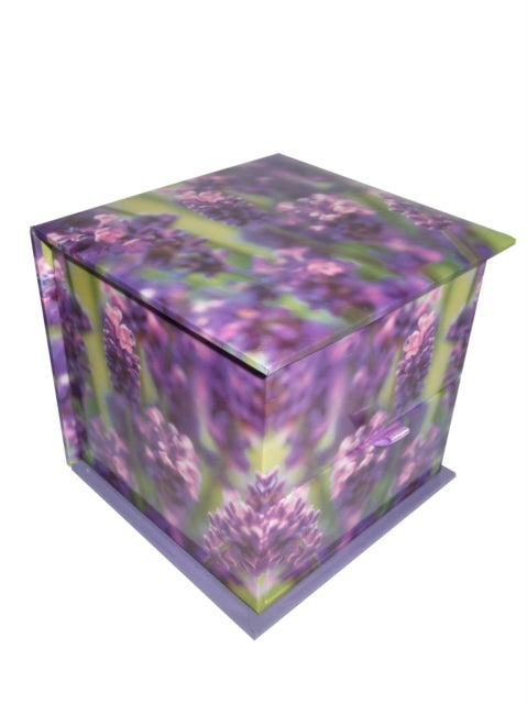 Memo Block: Lavender - High-quality block of notepapers in a presentation cube box with built-in drawer