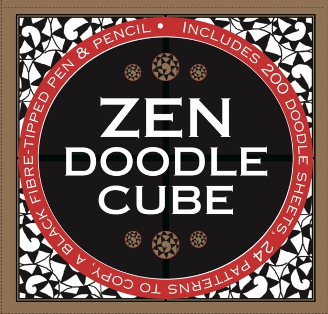 Zen Doodle noteblock - Free your creative spirit and calm your mind with tangle doodling, in a beautiful giftbox cube with built-in drawer containing 200 doodle sheets, 24 patterns to copy, a black fibre-tipped pen and pencil