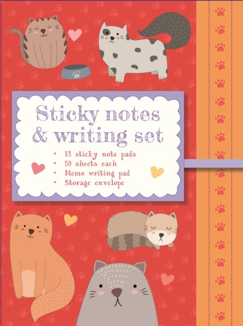 Sticky Notes and Writing Set: Cute Cats - Charming stationery wallet containing notes, stickies and envelope on a cute cat theme
